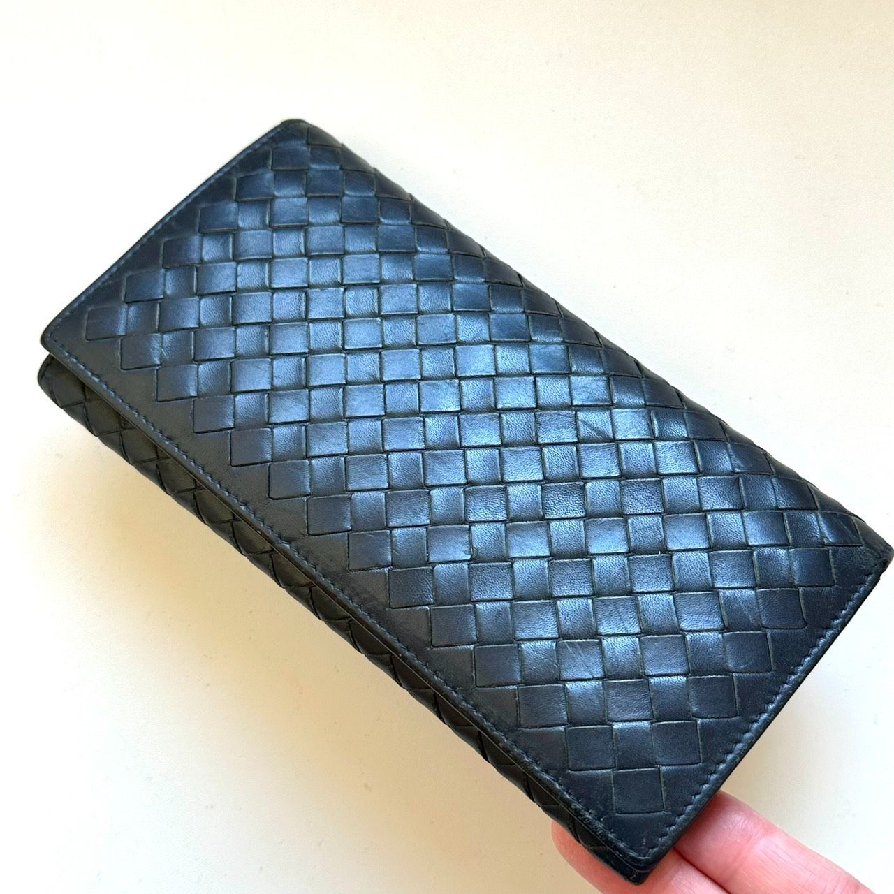 ボッテガヴェネタ BOTTEGA VENETA 長財布 イントレチャート ネイビー