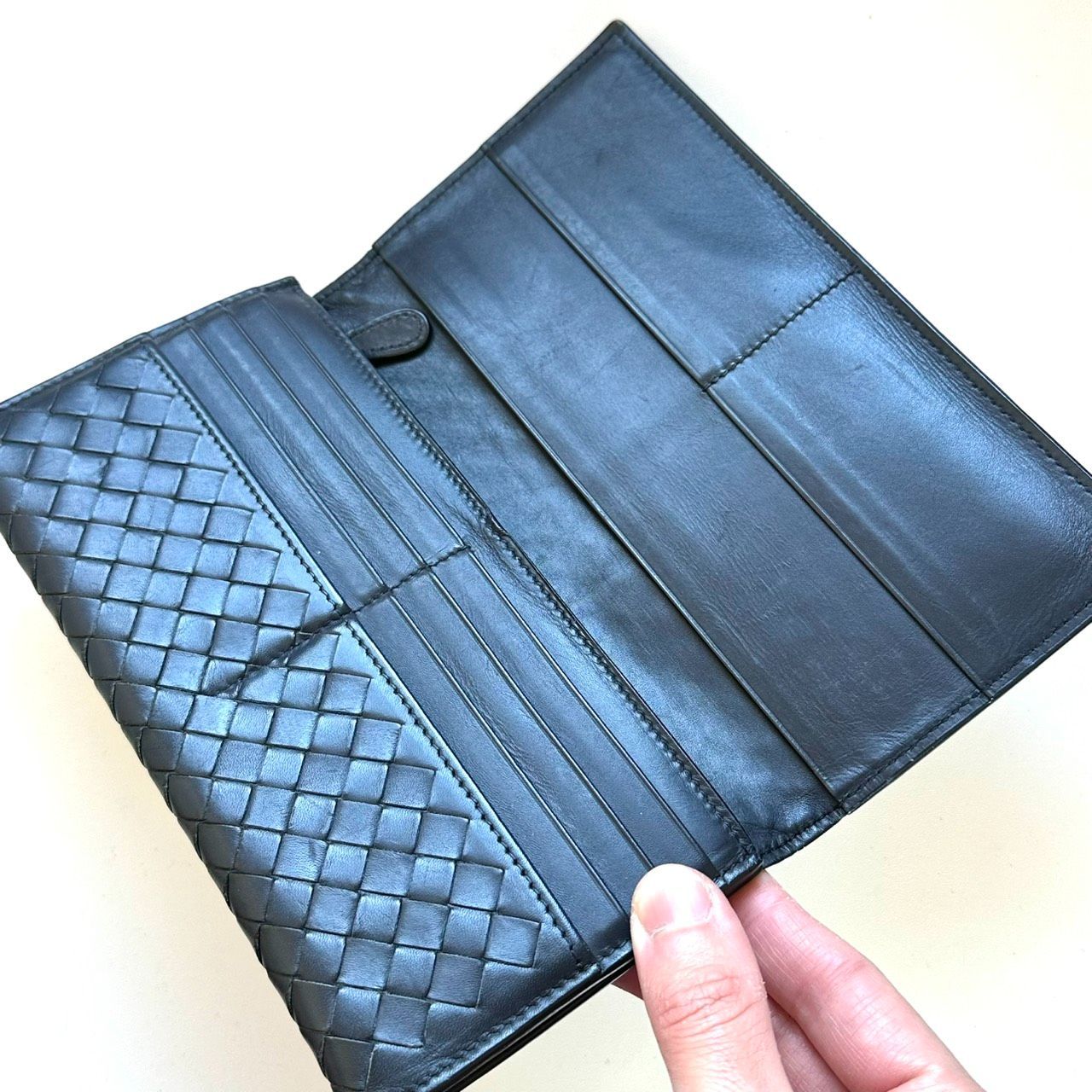 ボッテガヴェネタ BOTTEGA VENETA 長財布 イントレチャート ネイビー ボッテガヴェネタ BOTTEGA VENETA 長財布 イントレチャート ネイビー