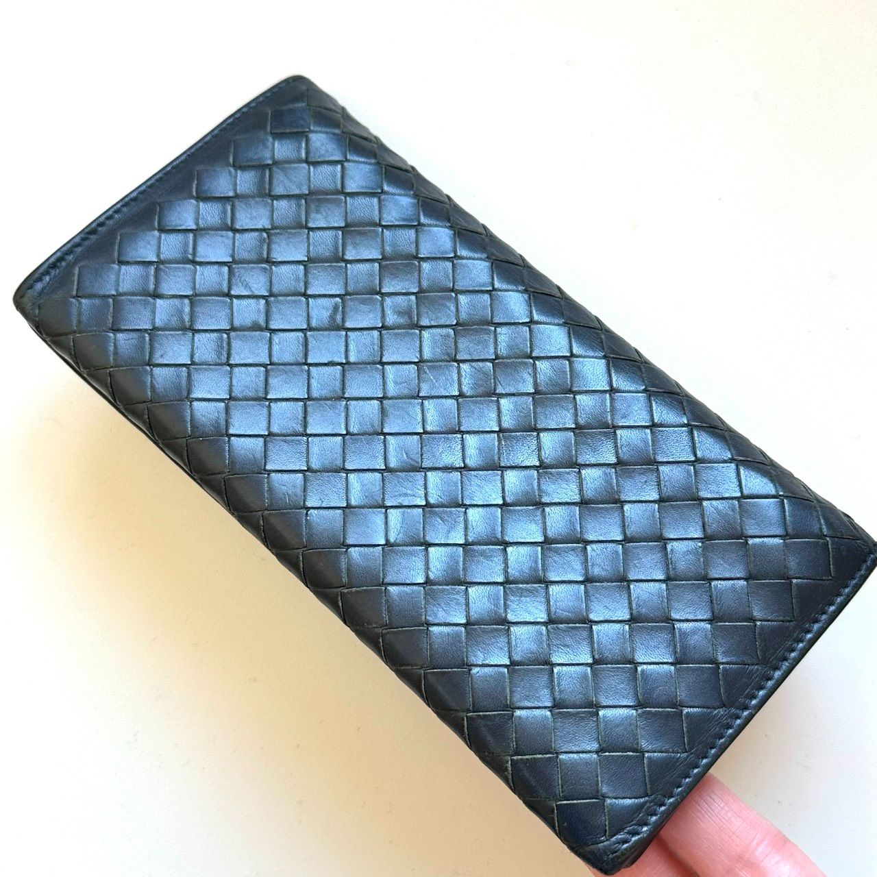 ボッテガヴェネタ BOTTEGA VENETA 長財布 イントレチャート ネイビー