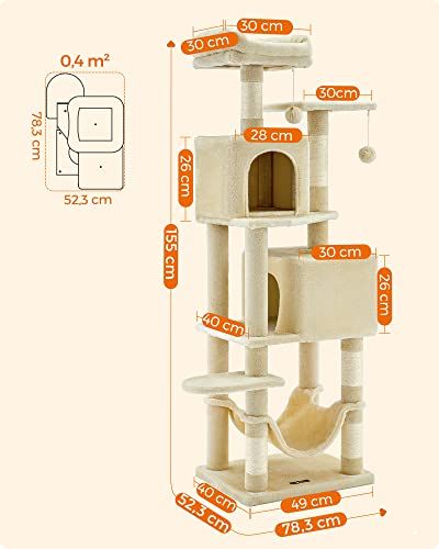  キャットタワー 猫タワー スリム 大型猫 多頭飼い 据え置き 省スペース ハンモック付き 爪とぎ 運動不足解消 高さ155 CMベージュ 3 fdebf 9 f その他 キッチン 食器