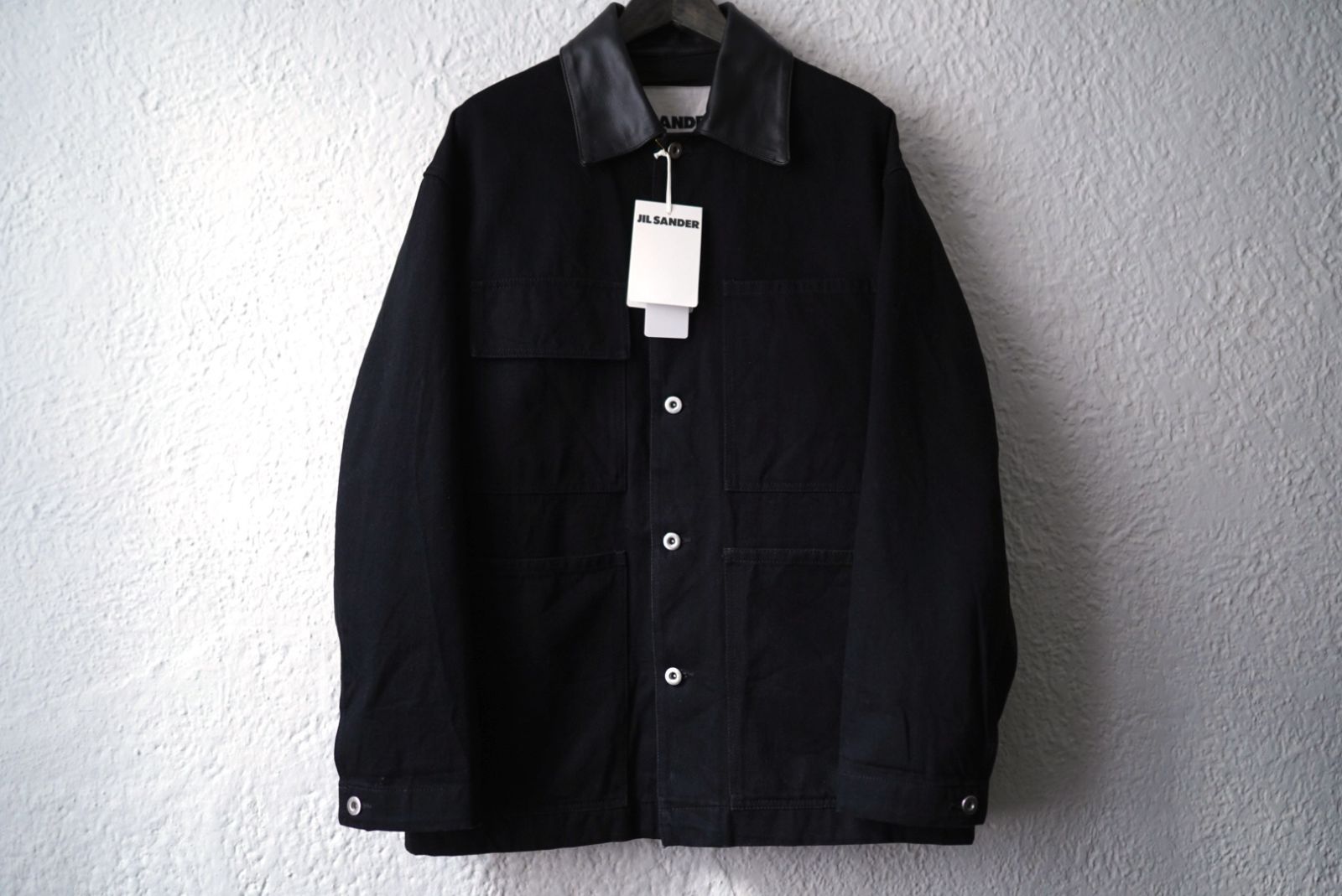 JIL SANDER 25SS 襟レザー サイズ44 25SS 襟レザー切替デニムカバーオールジャケット / JIL SANDER(ジル
