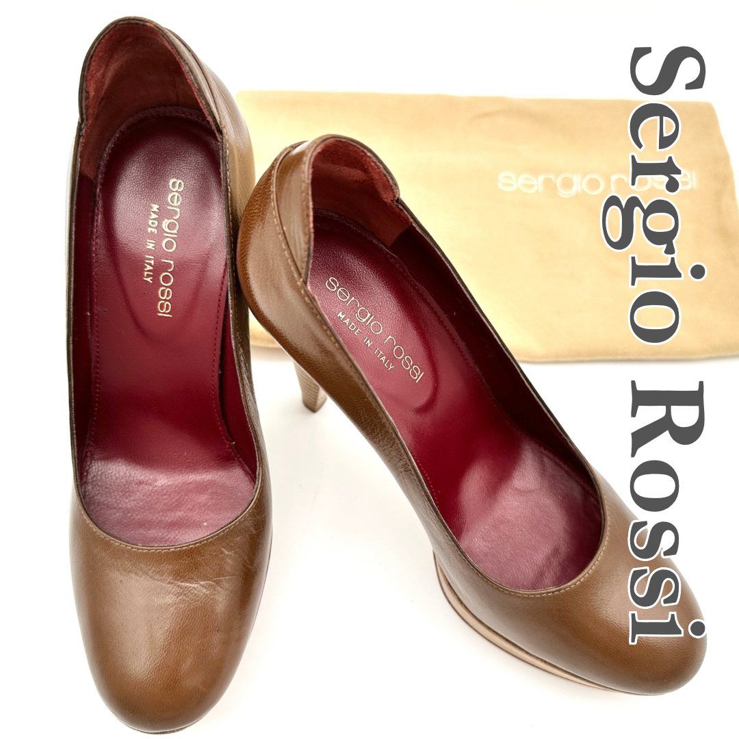 Sergio Rossi ハイヒール 本革 ラウンドトゥ ブラウン 2133T - メルカリ