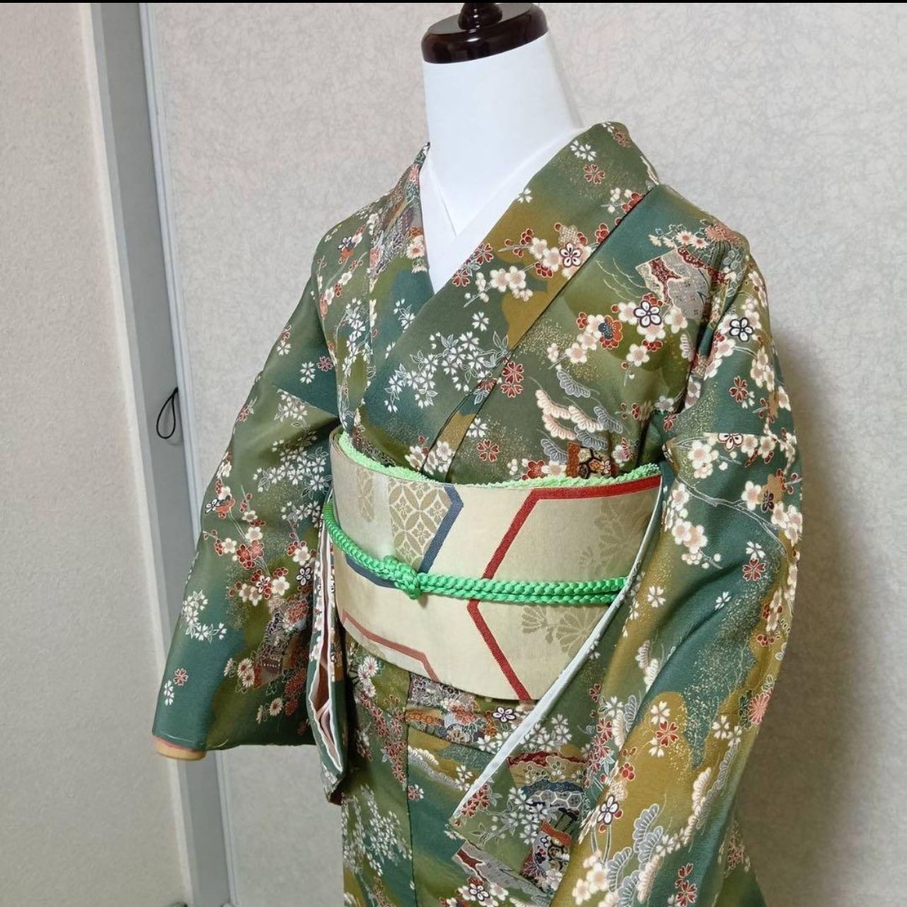 未使用近い 美品 袷 化繊 洗える着物 友禅 小紋 フルセット - メルカリ