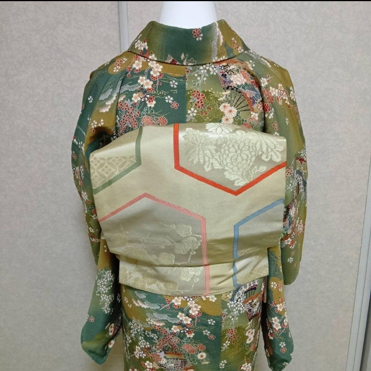 未使用近い 美品 袷 化繊 洗える着物 友禅 小紋 フルセット - メルカリ