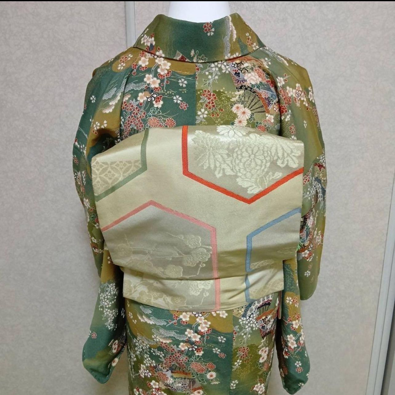 未使用近い 美品 袷 化繊 洗える着物 友禅 小紋 フルセット - メルカリ