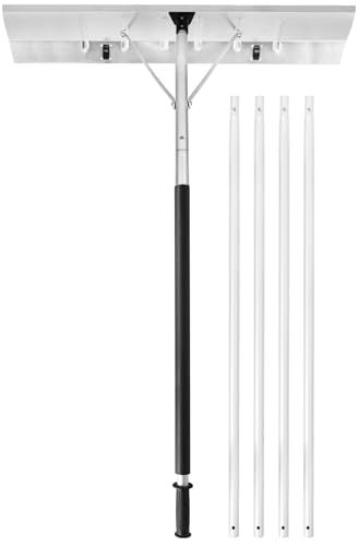 AKOZLIN 雪下ろし棒 屋根 雪かきスコップ 雪かき棒 雪庇落とし 除雪道具 軽量 5本のアルミロッド 1 5 m 6 m長さ調整 雪降ろし棒 凍雪除去 雪下ろし道具 ホイール付き 幅66 cme 38 c 546 b