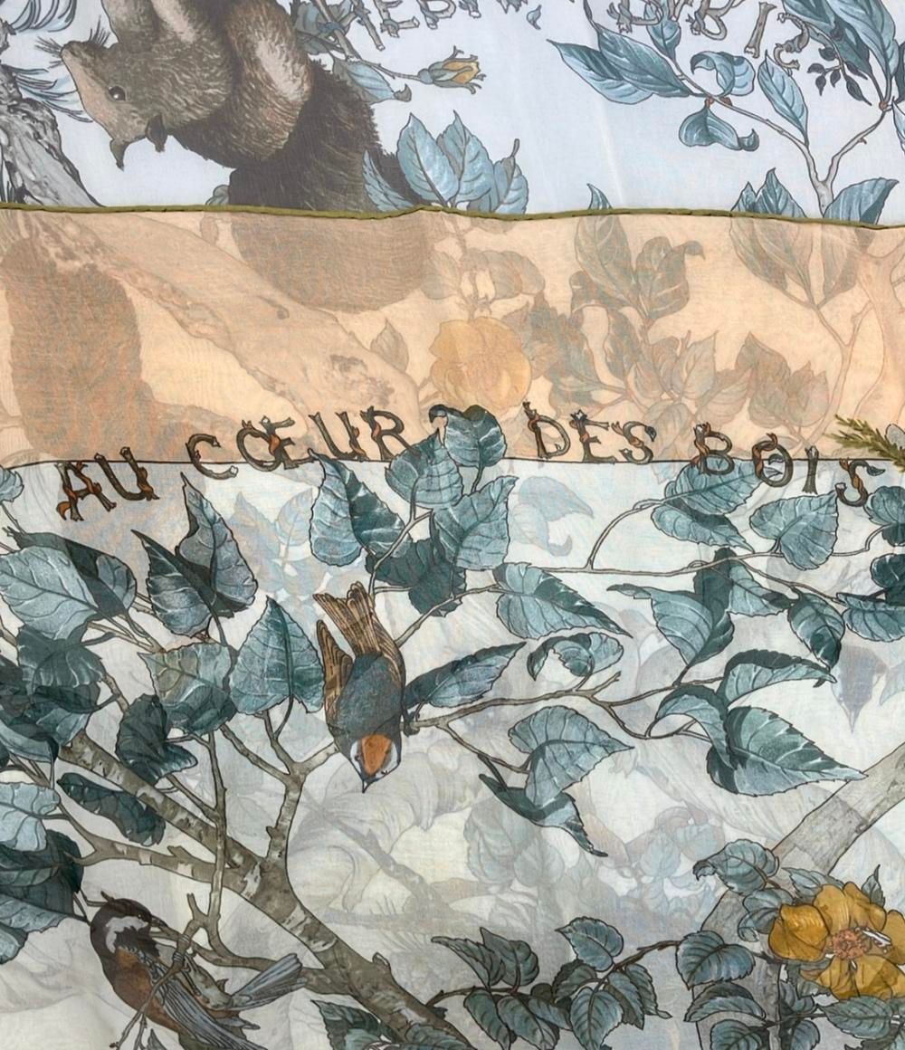 エルメス スカーフ カレ90 シルク 100% AU COEUR DES BOIS レディース