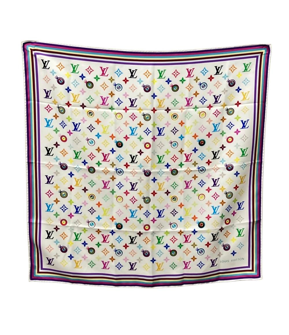 ルイ・ヴィトン 村上隆 スカーフ シルク 100% モノグラム マルチカラー