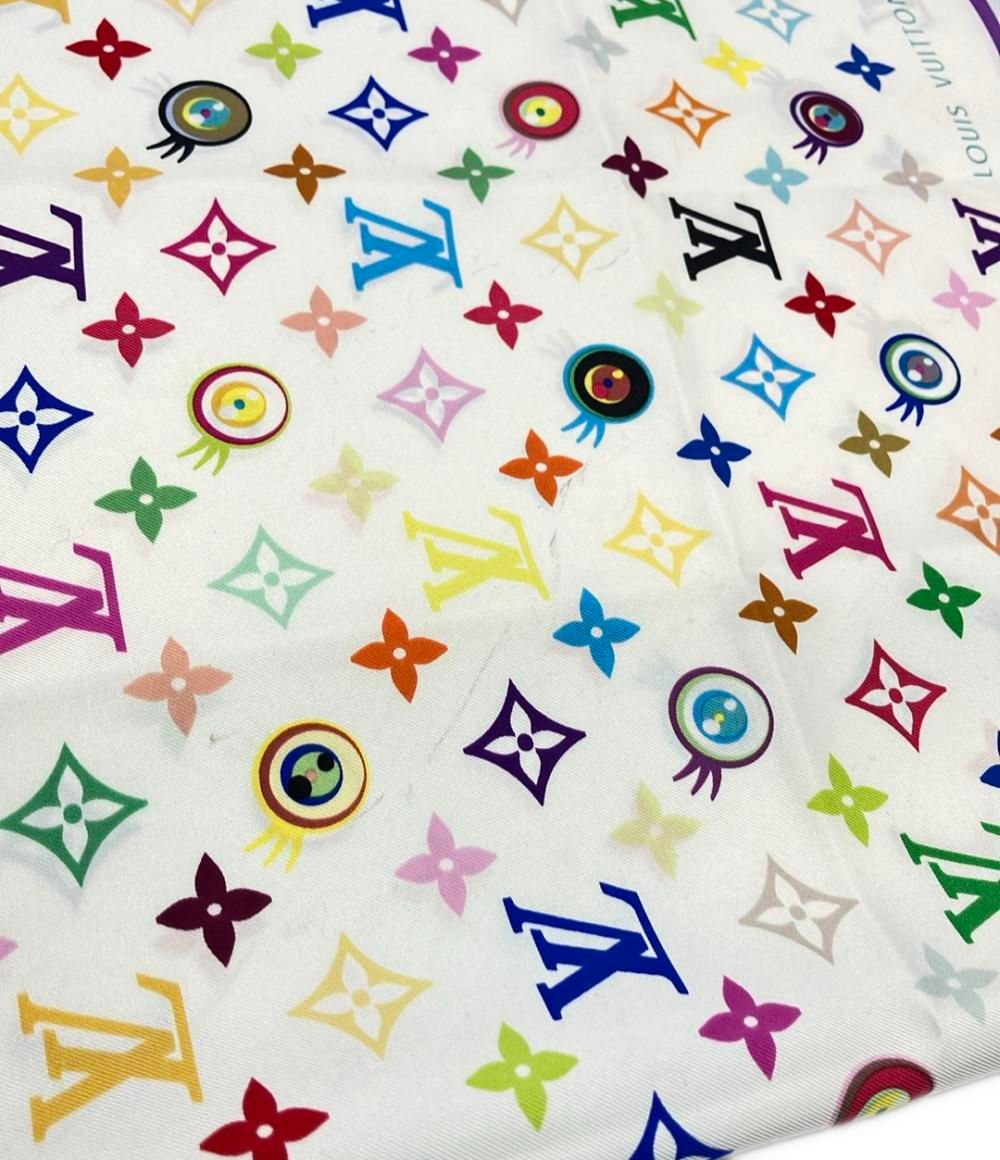 美品 ルイヴィトン 村上隆 モノグラム マルチカラー バンドー スカーフ シルク ルイ・ヴィトン 村上隆 スカーフ シルク 100% モノグラム マルチカラー