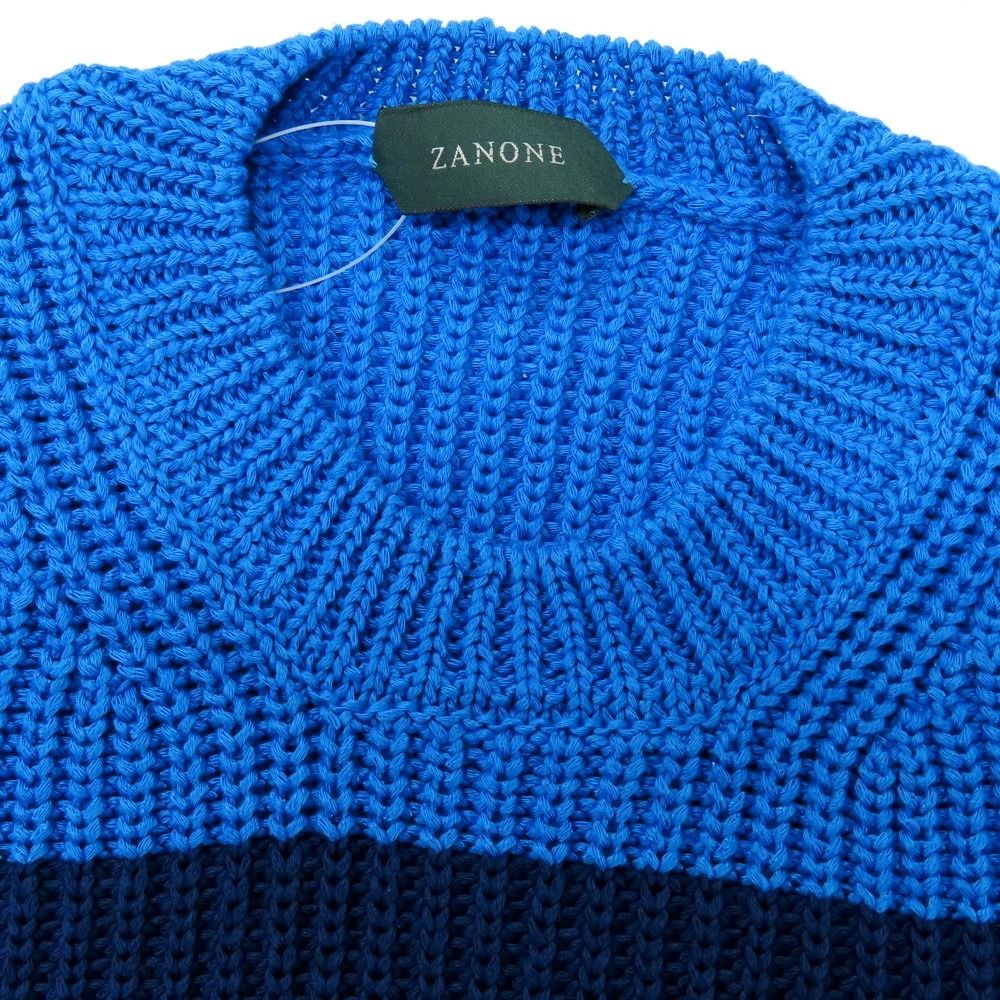 新品】ザノーネ ZANONE ミドルゲージ コットン ボーダー クルーネック