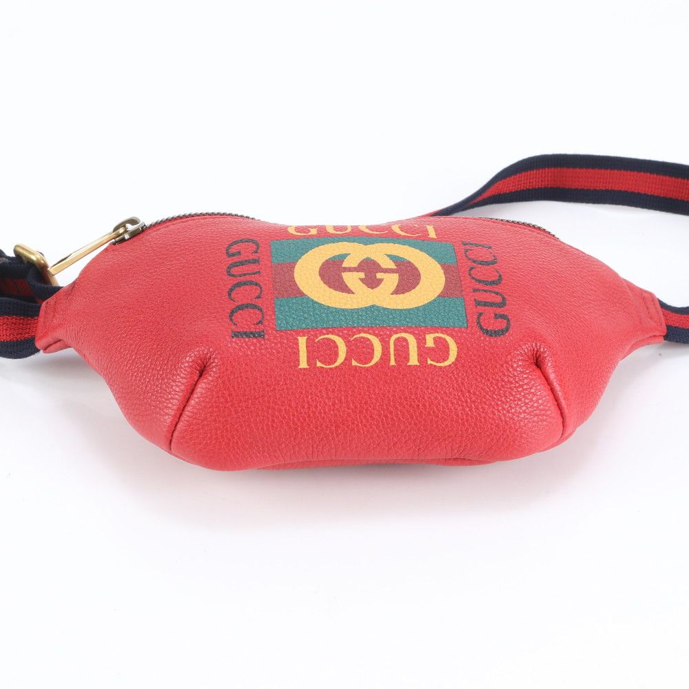 極美品 グッチ シェリー ライン ロゴ プリント 527792 レザー ボディ