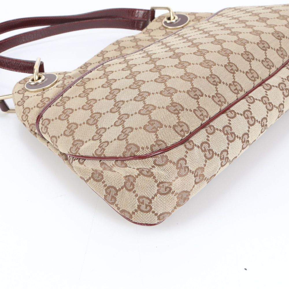 美品 グッチ GGキャンバス 121023 レザー トート バッグ 肩掛け