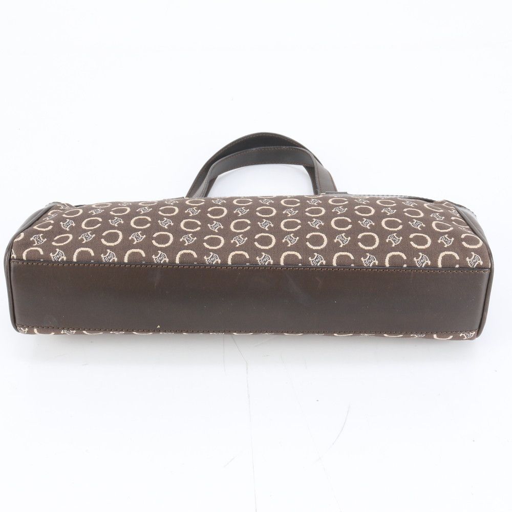 美品 セリーヌ Cマカダム レザー キャンバス ハンドバッグ トート 本革