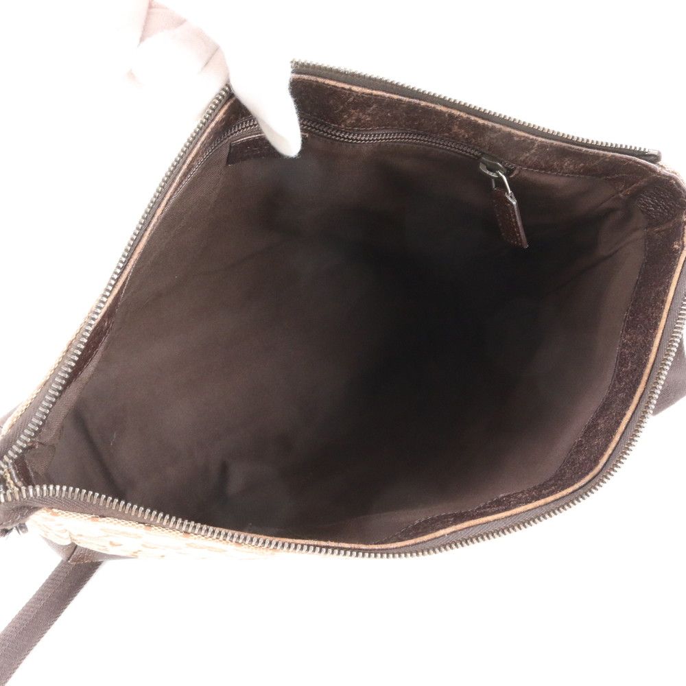 GUCCI グッチ　GGキャンバス ショルダーバッグ　メッセンジャーバッグ　茶色 グッチ GGキャンバス × レザー ショルダー バッグ メッセンジャー ブラウン