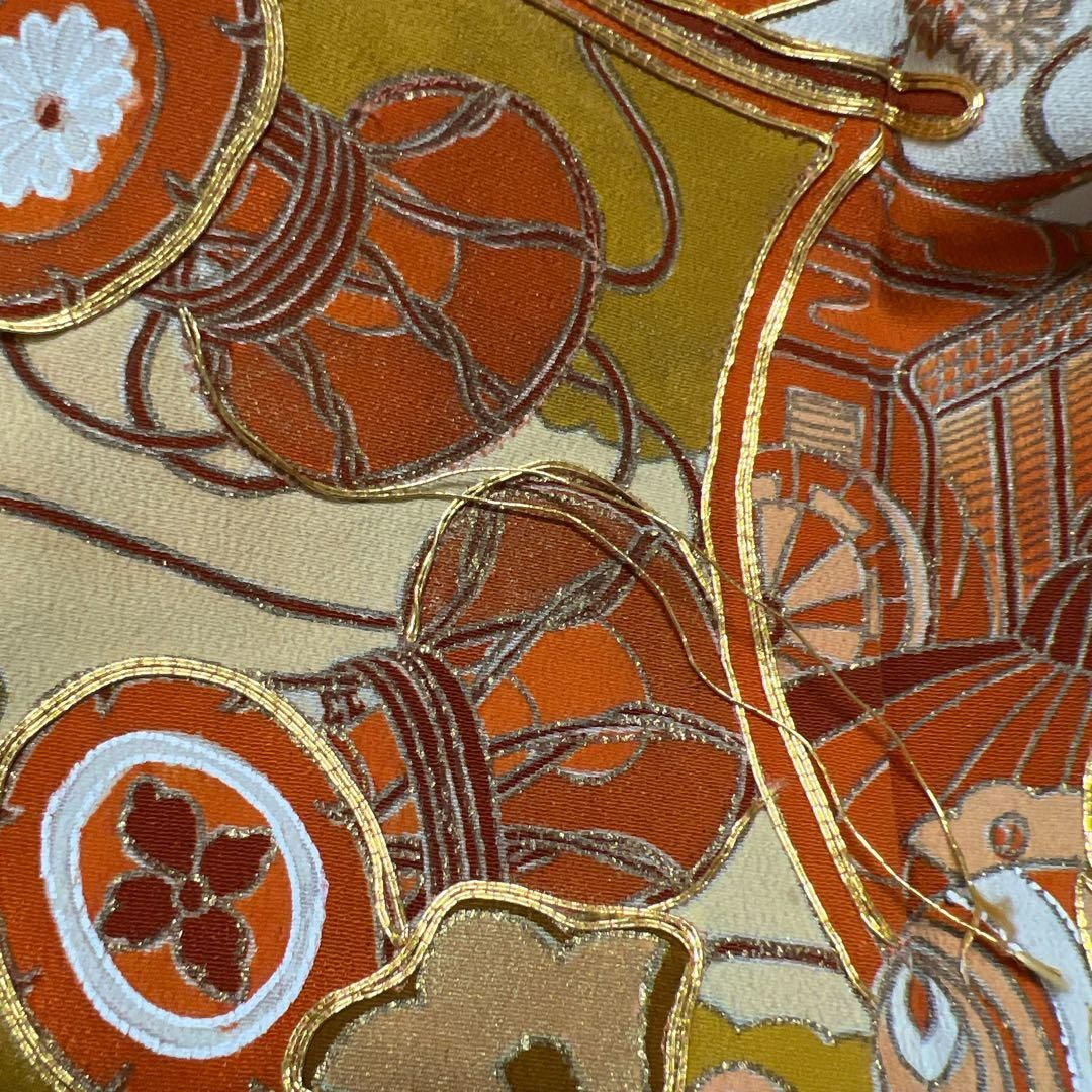 黒留袖 アンティーク 正絹 五つ紋 金駒刺繍 鳳凰 舟 松 流水 着物 062t
