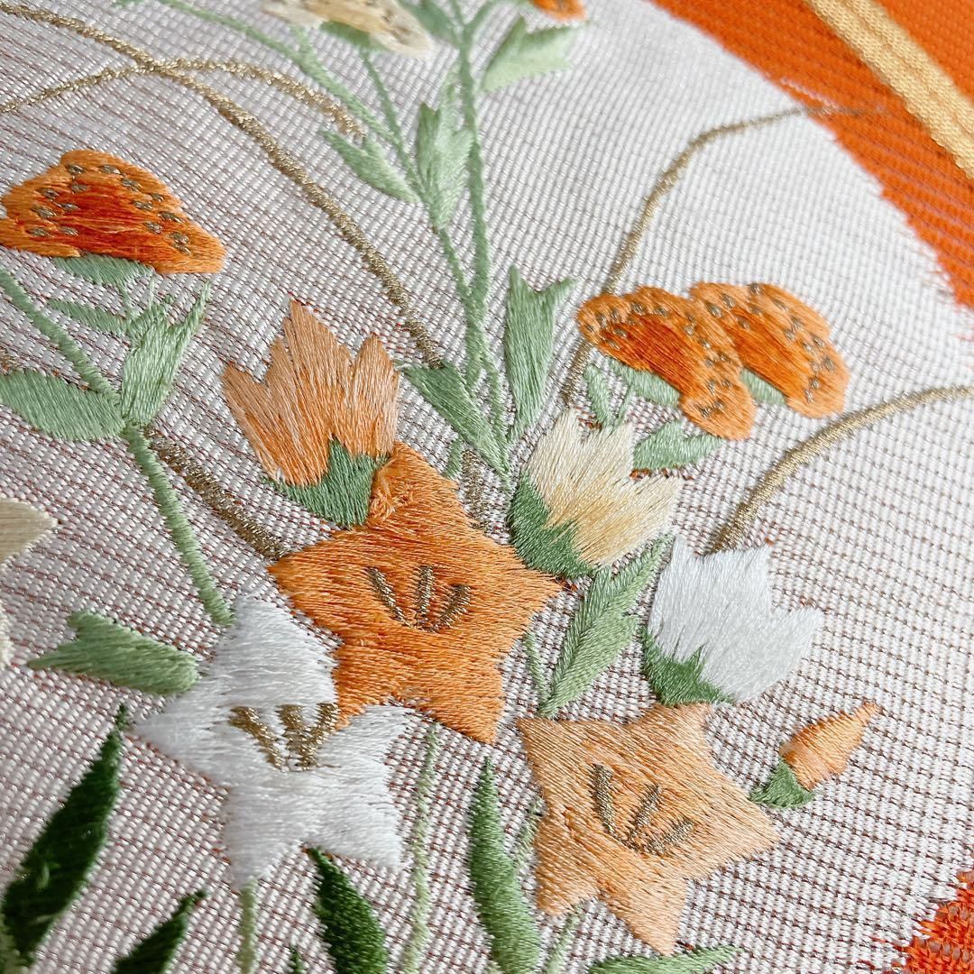 名古屋帯　夏用　絽　刺繍　桔梗　菖蒲　着物　081t 名古屋帯 夏用 絽 刺繍 桔梗 菖蒲 着物 081t 【公式通販】