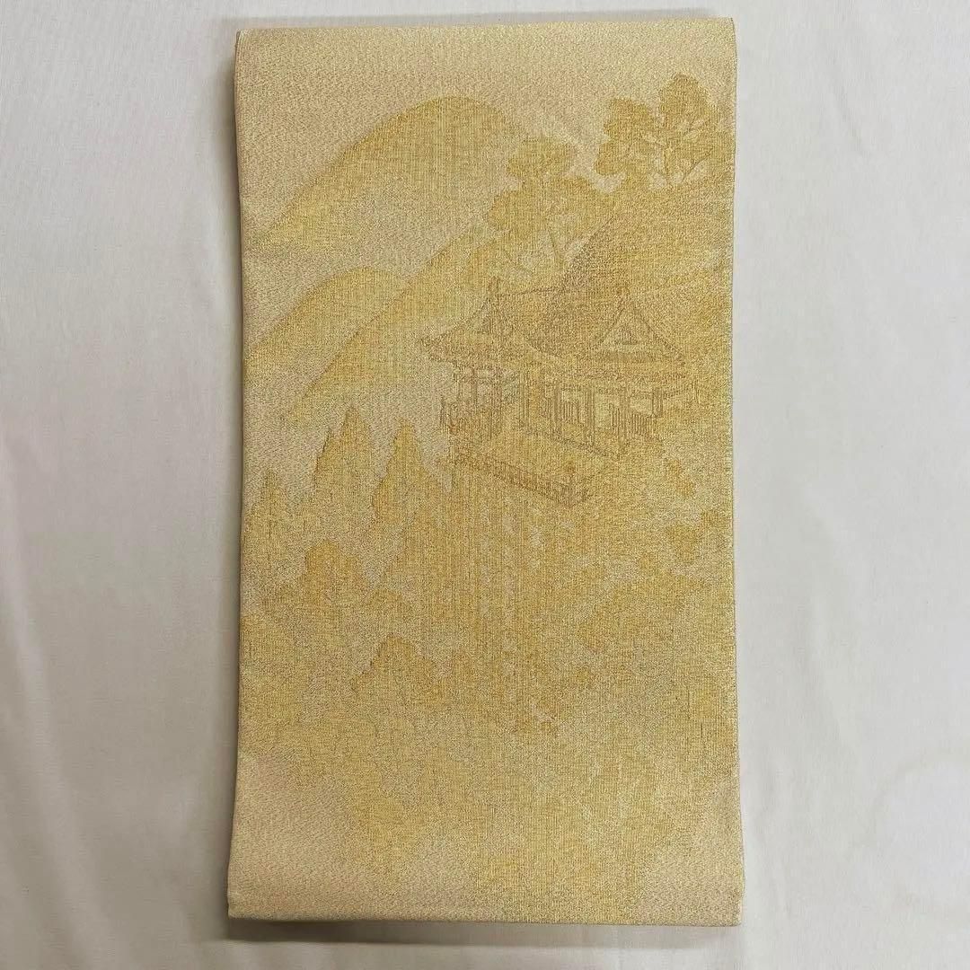 袋帯　金糸　清水寺　京名所　森林　ゴールド　山景　着物　112t 袋帯 金糸 清水寺 京名所 森林 ゴールド 山景 着物 112t - メルカリ