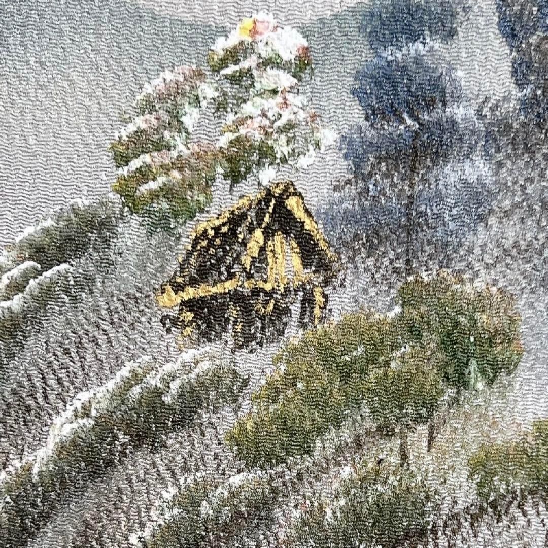 名古屋帯　山景　小屋　橋　小川　着物　112t 名古屋帯 山景 小屋 橋 小川 着物 112t - メルカリ
