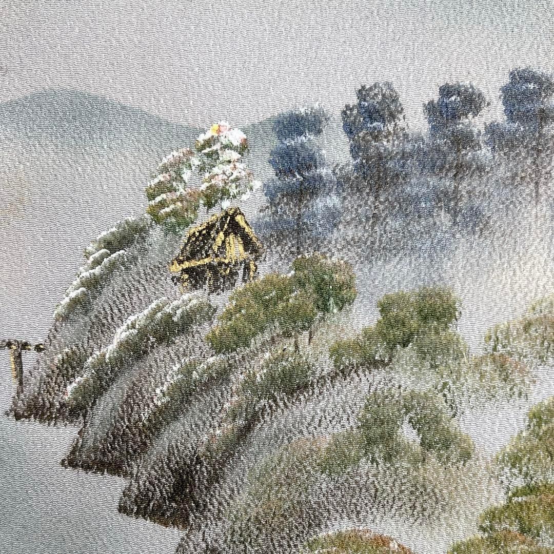 名古屋帯　山景　小屋　橋　小川　着物　112t 名古屋帯 山景 小屋 橋 小川 着物 112t - メルカリ