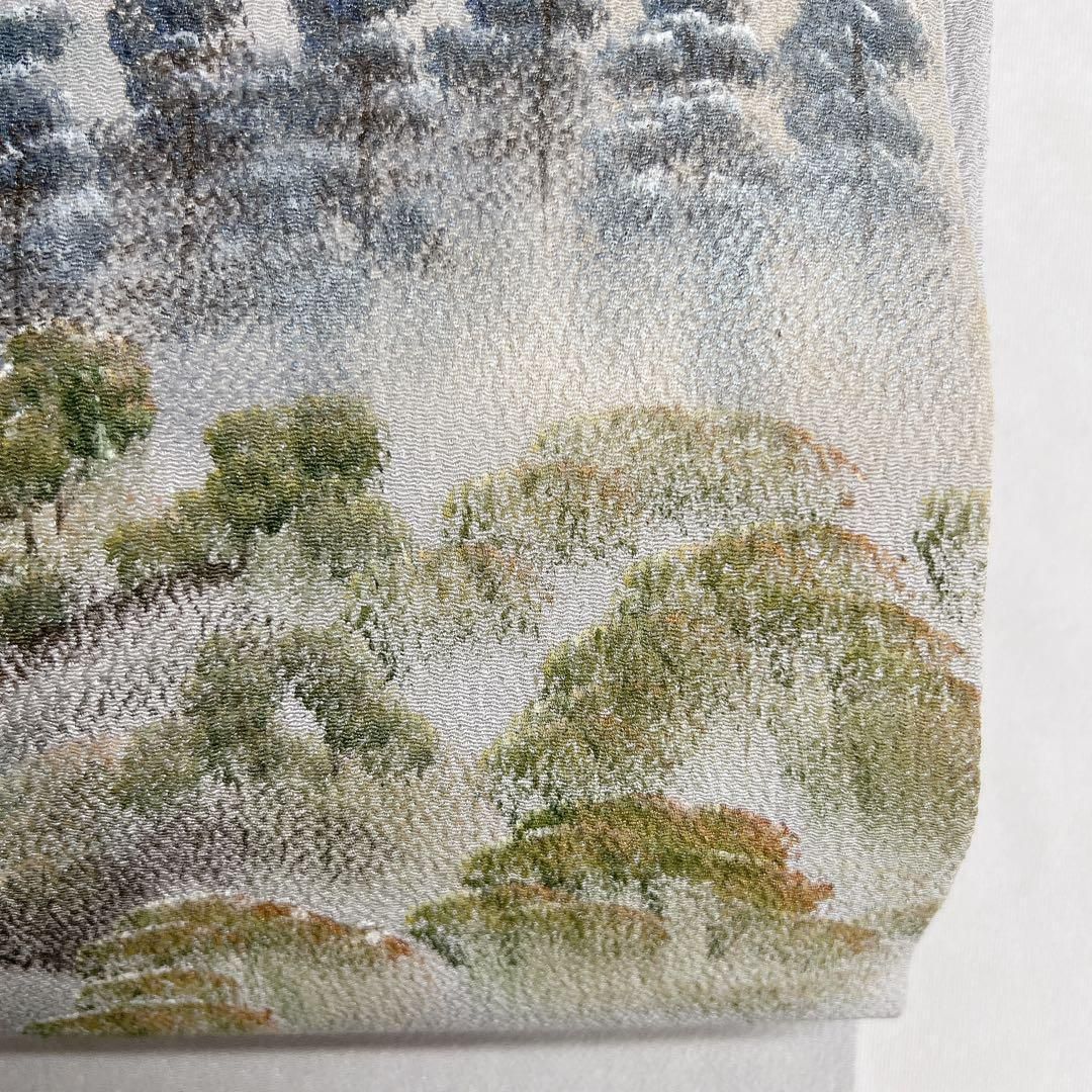 名古屋帯　山景　小屋　橋　小川　着物　112t 名古屋帯 山景 小屋 橋 小川 着物 112t - メルカリ