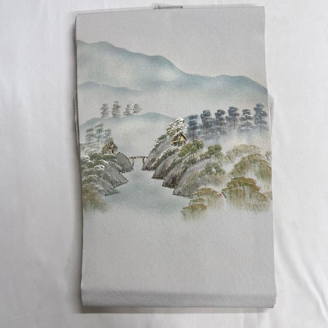 名古屋帯 山景 小屋 橋 小川 着物 112t 【公式通販】