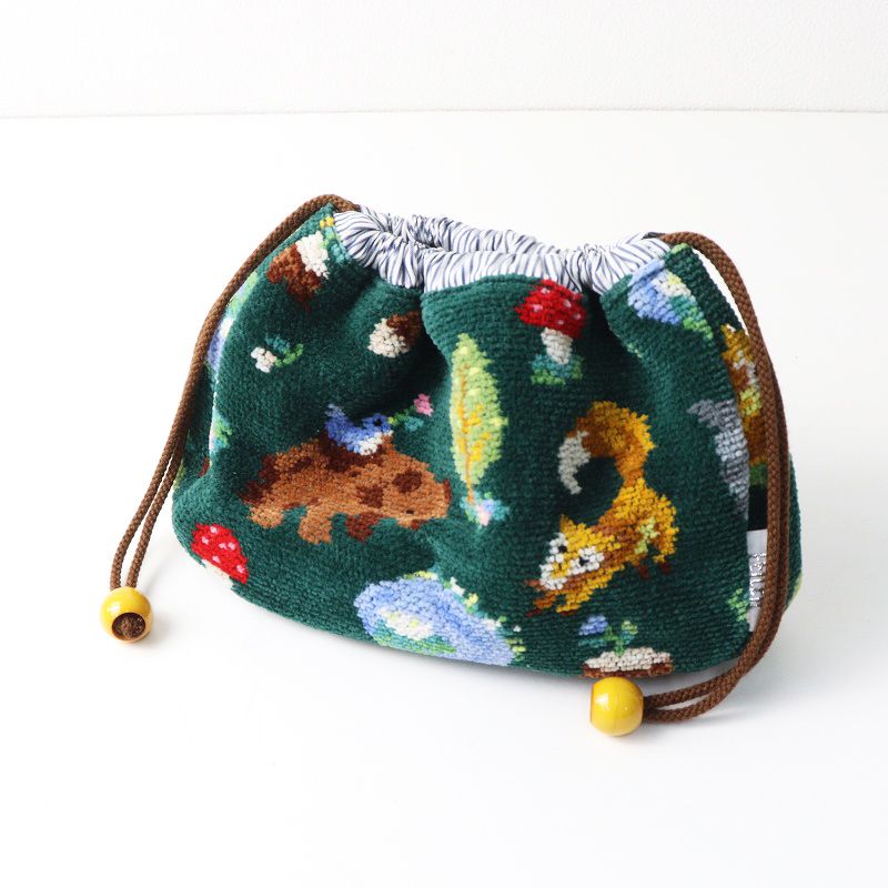 美品 フェイラー FEILER インザフォレスト IN THE FOREST 巾着ポーチ