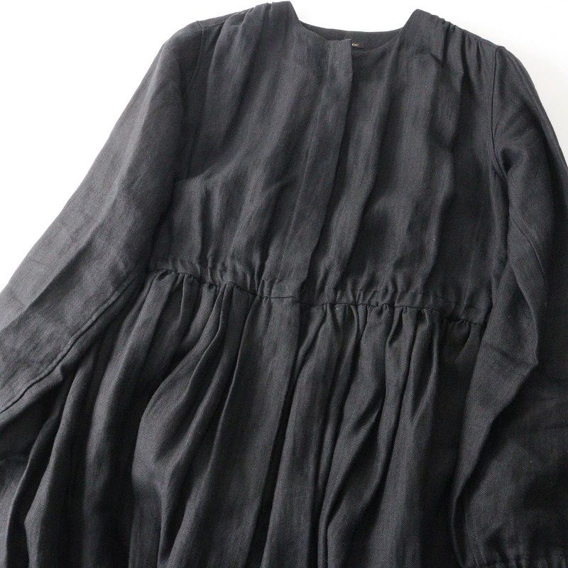 オールドマンズテーラー R&D.M.Co- リネンノーカラーギャザー  