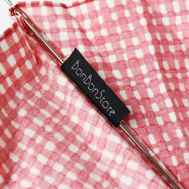 【新品】　Bon Bon store 傘　ギンガムチェック　58cm タグ付 美品 ボンボンストア BonBonStore ギンガムチェック バンブー
