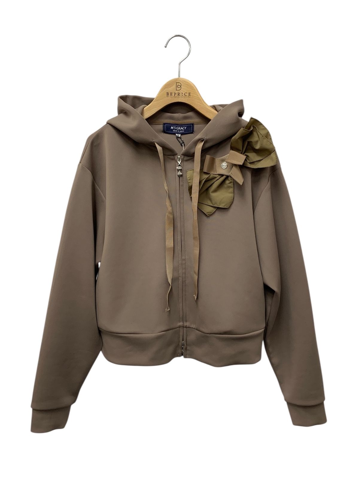 ☆新品同様試着のみ☆M's Gracy パーカー エムズグレイシー 38サイズ エムズグレイシー パーカー 515520 38 カーキ リボン IT29Q3CXYJRO