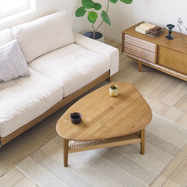 無垢材とペーパーコードの組み合わせ リビングテーブル幅100cm