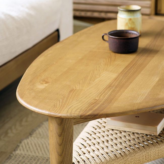 無垢材とペーパーコードの組み合わせ リビングテーブル幅100cm