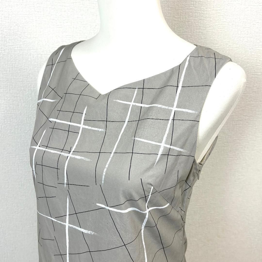 美品】 CIVIDINI ノースリーブワンピース 38 グレー チェックドレス  