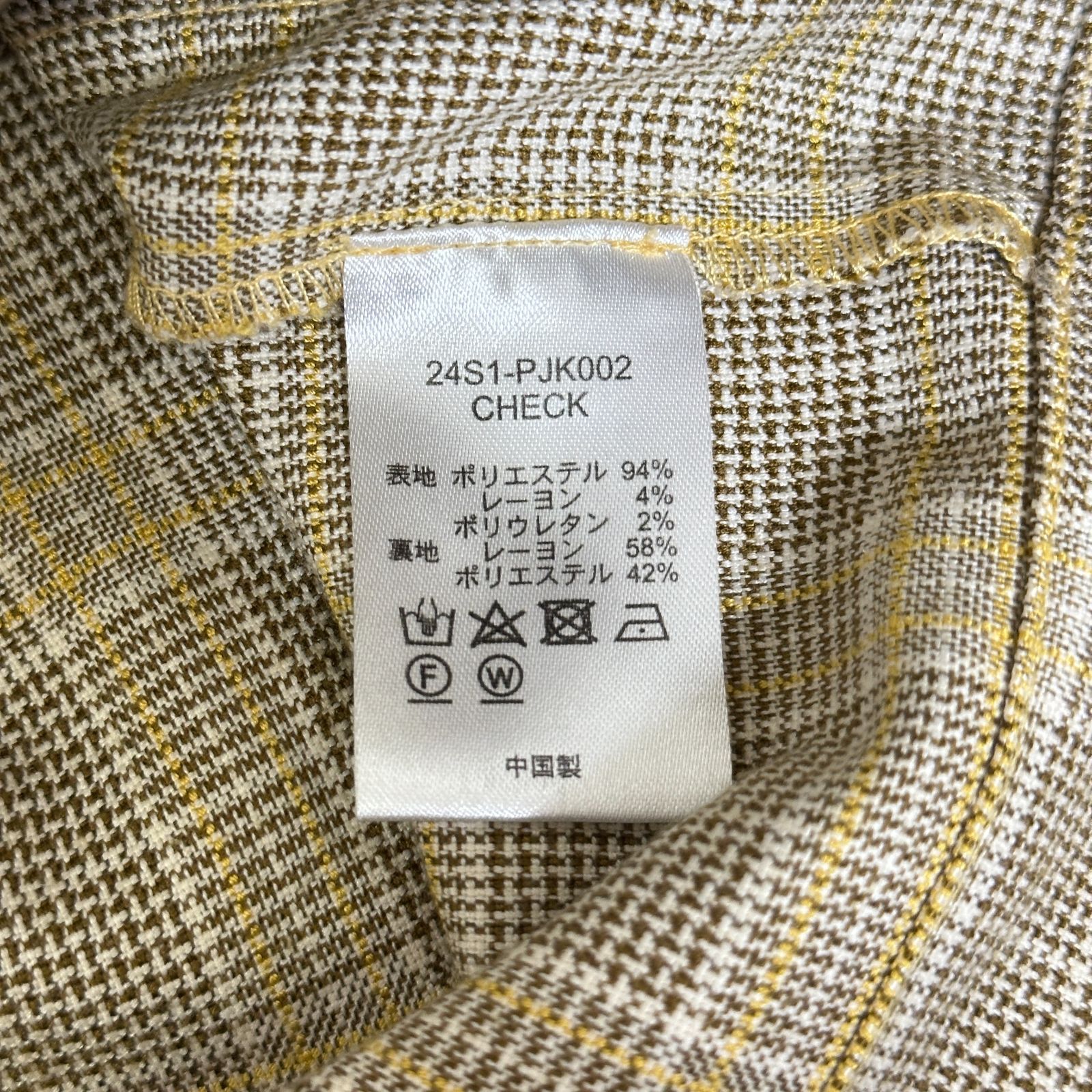 PINUE 24SS テーラードカラージャケット チェック柄 FREE - メルカリ