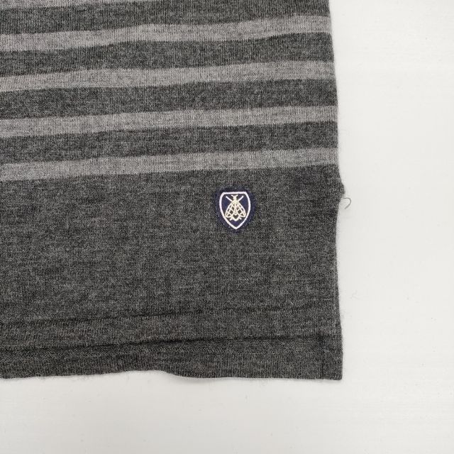 ORCIVAL MERINO WOOL STRIPE POCKET KNIT メリノウールボーダーニット 定価14800円 RC-4242 セーター ニット グレー メンズ オーシバル/オーチバル【中古】6-0102T&infin;