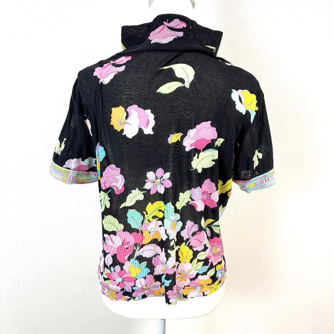 LEONARD ハイネッ半袖カットソー 42 黒×ピンク×水色 花柄 - メルカリ