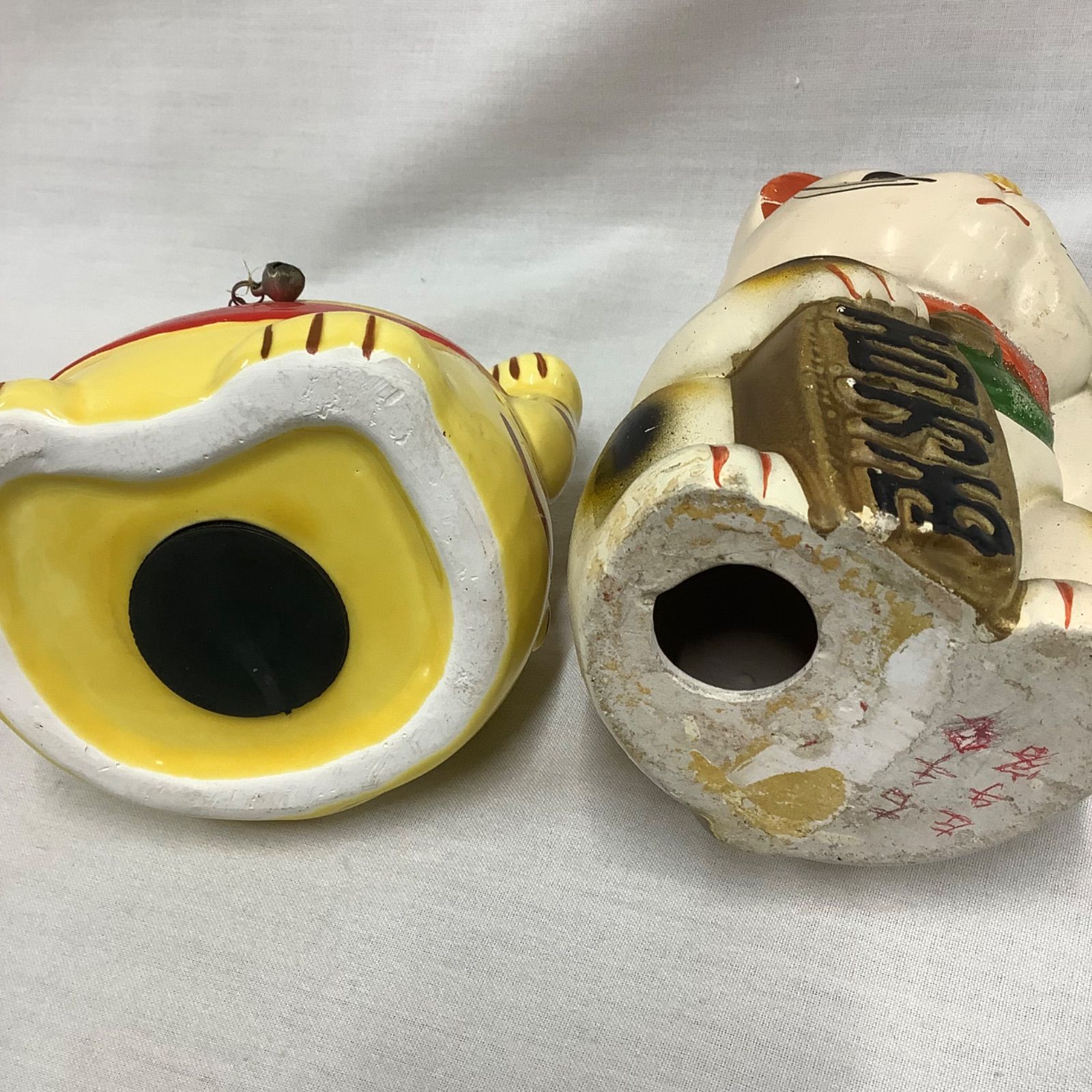 ジャンク】 昭和レトロ招き猫 2個セット 貯金箱 陶器製 S007 - メルカリ