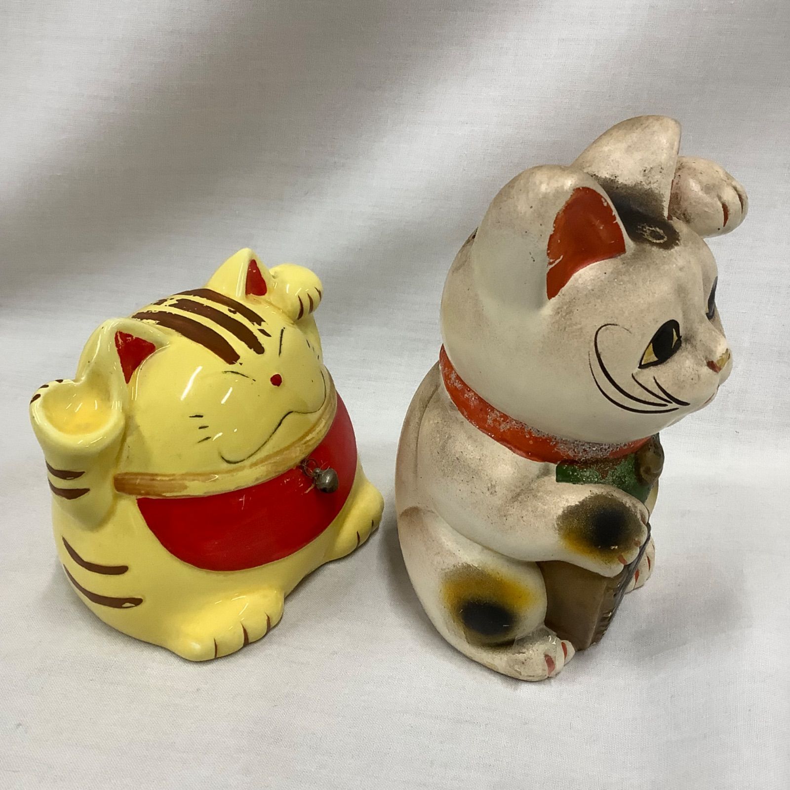 ジャンク】 昭和レトロ招き猫 2個セット 貯金箱 陶器製 S007 - メルカリ
