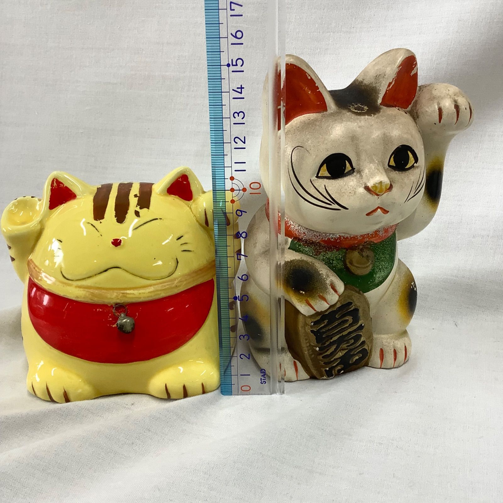 ジャンク】 昭和レトロ招き猫 2個セット 貯金箱 陶器製 S007 - メルカリ