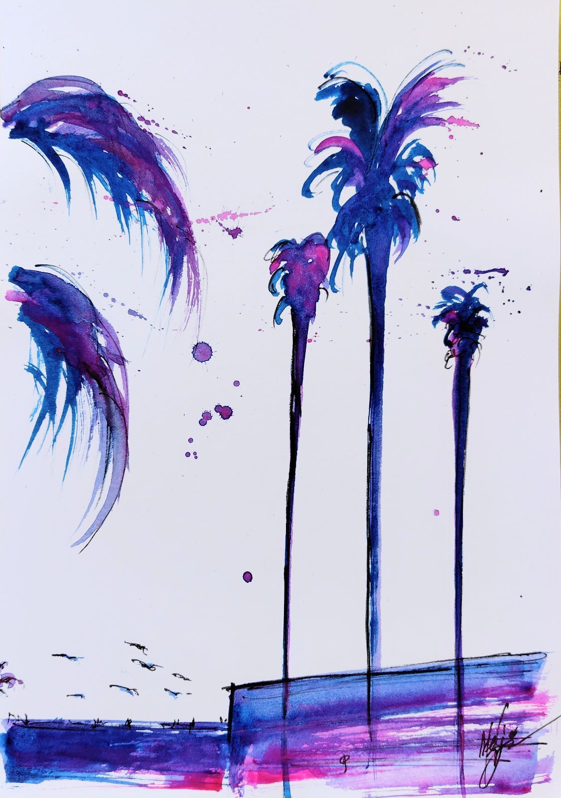 原画#233 ロサンゼルス 水彩画 ドローイング インテリア アート