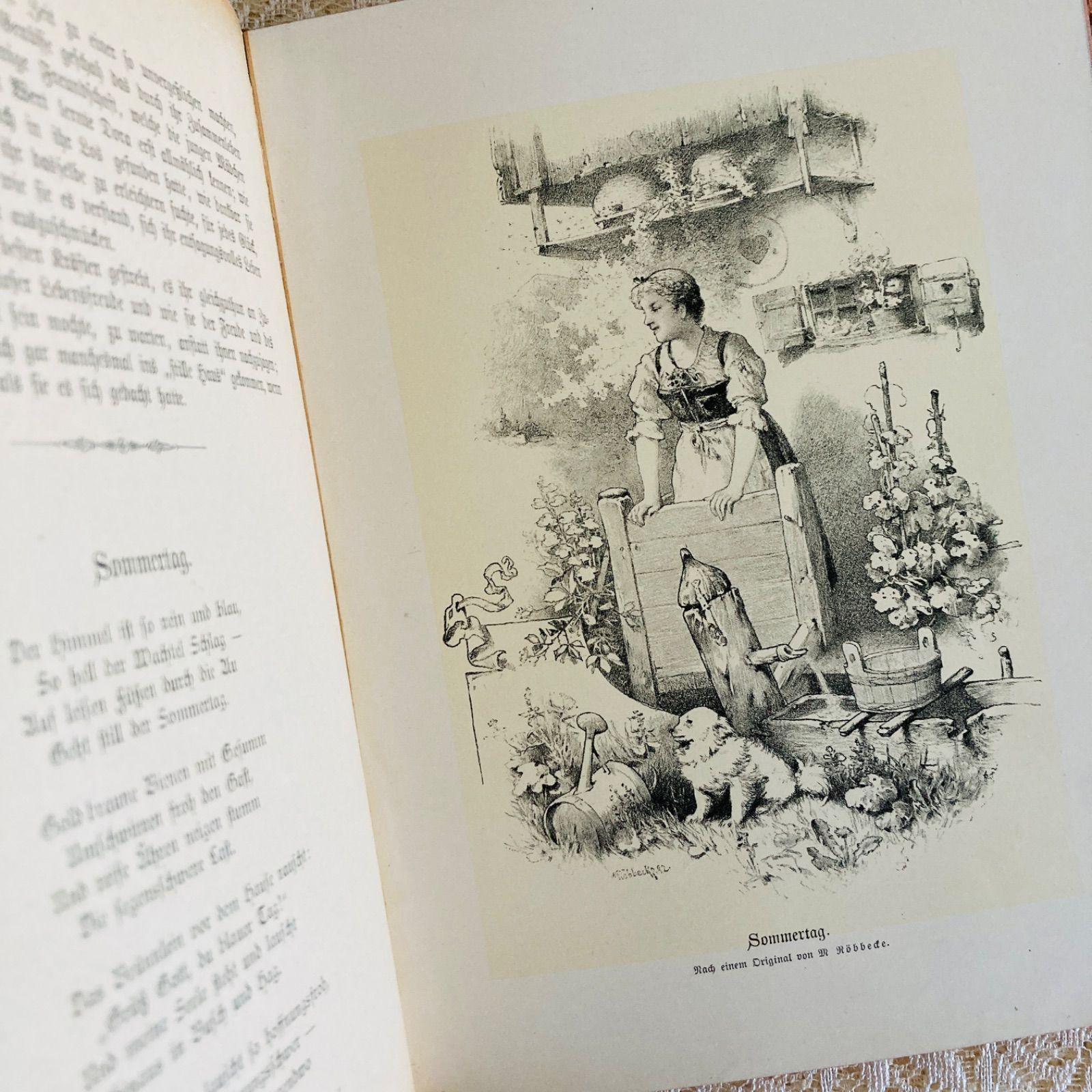 美しい花装丁のアンティークブック 1897年頃刊行 ドイツ古書
