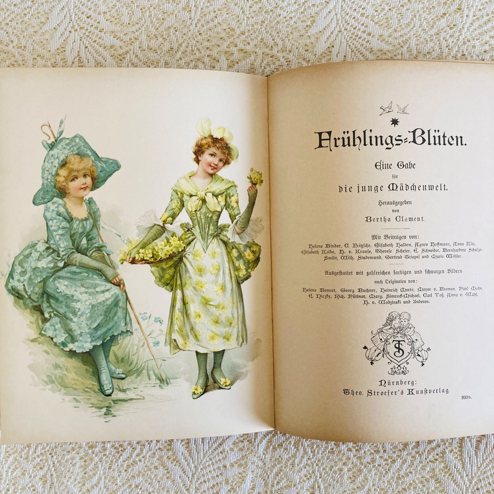 美しい花装丁のアンティークブック 1897年頃刊行 ドイツ古書