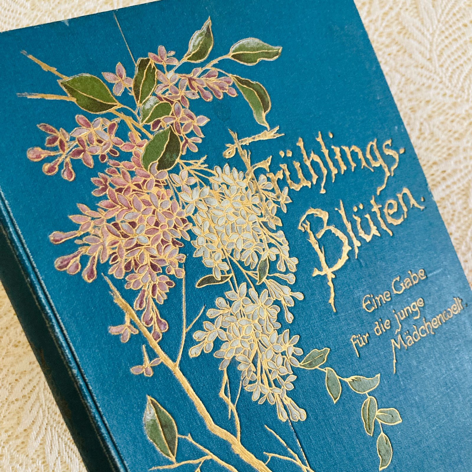 美しい花装丁のアンティークブック 1897年頃刊行 ドイツ古書