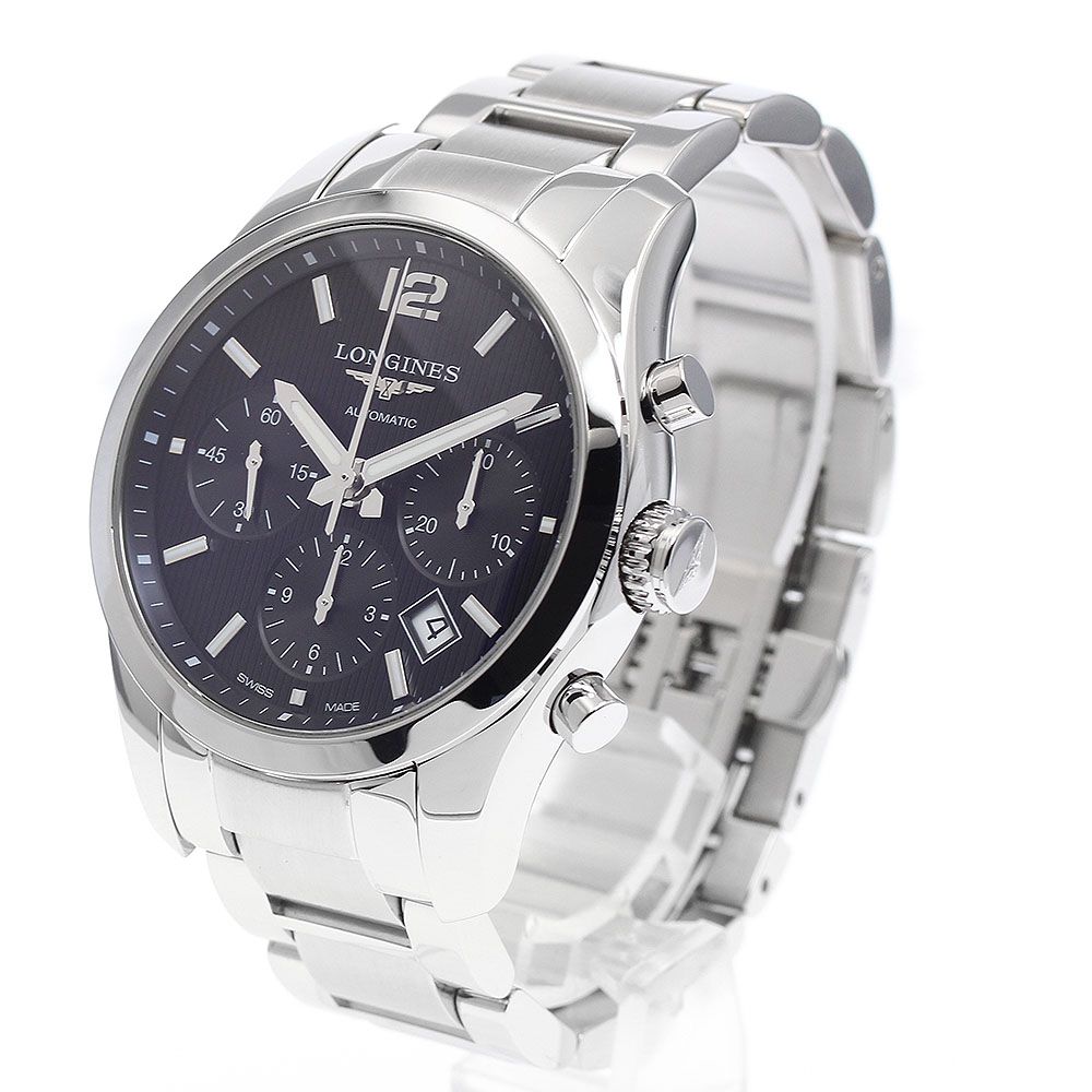  ロンジン LONGINES L2 786 4 コンクエスト クラシック クロノグラフ デイト 自動巻き メンズ 箱 保証書付き_934529 ニット 自動巻き時計 腕時計(アナログ)