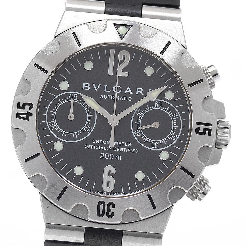 ブルガリ BVLGARI SCB38S ディアゴノ スクーバ クロノグラフ 自動巻き メンズ 箱 保証書付き_936382