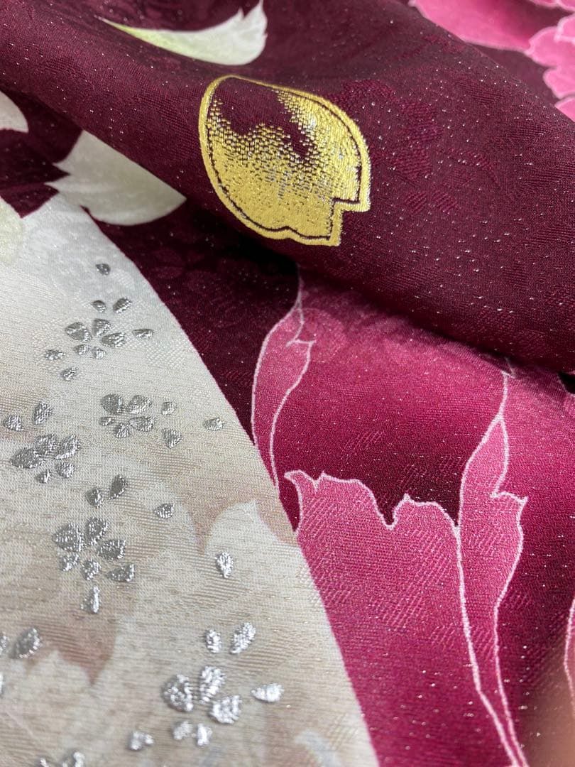 振袖 仮絵羽 舞台衣装 刺繍 金銀彩 正絹 未仕立て品 八掛付き MOK867 