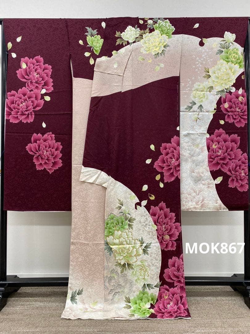 振袖 仮絵羽 舞台衣装 刺繍 金銀彩 正絹 未仕立て品 八掛付き MOK867 