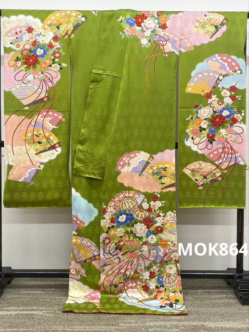 振袖 仮絵羽 舞台衣装 金彩 紋意匠 正絹 未仕立て品 八掛付き MOK864