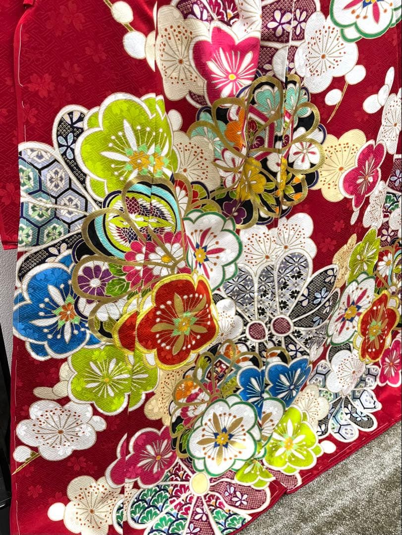 振袖 仮絵羽 舞台衣装 金駒 金彩 正絹 未仕立て品 八掛付き MOK863