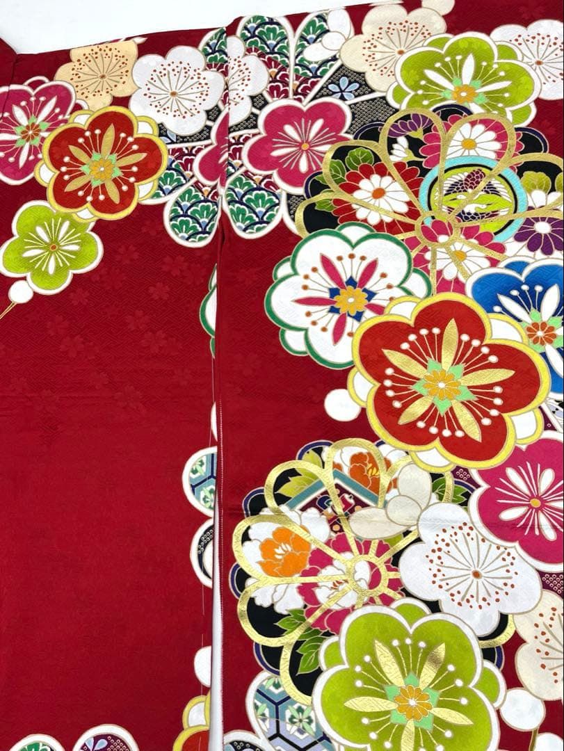 振袖 仮絵羽 舞台衣装 金駒 金彩 正絹 未仕立て品 八掛付き MOK863