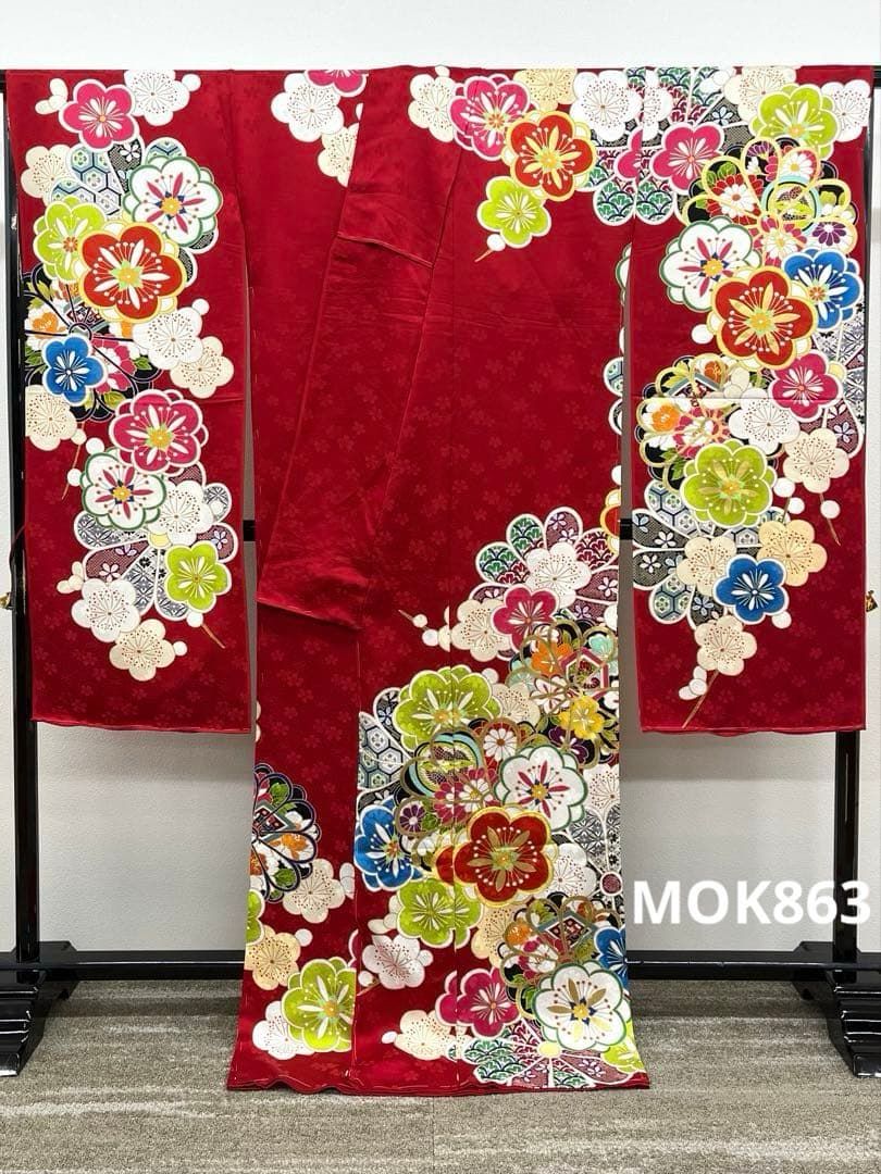 振袖 仮絵羽 舞台衣装 金駒 金彩 正絹 未仕立て品 八掛付き MOK863